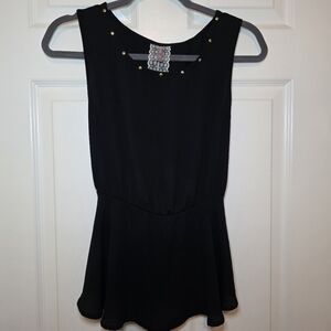 Maeve Black Chiffon Peplum Top Sz S